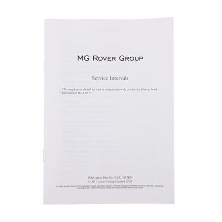 Service Book MGF & MG TF - RCL0512EN - Genuine MG Rover